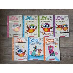 ​7 Book Lot: Owl Diaries & Unicorn Diaries - Scholastic‎ Branches - Early Reader